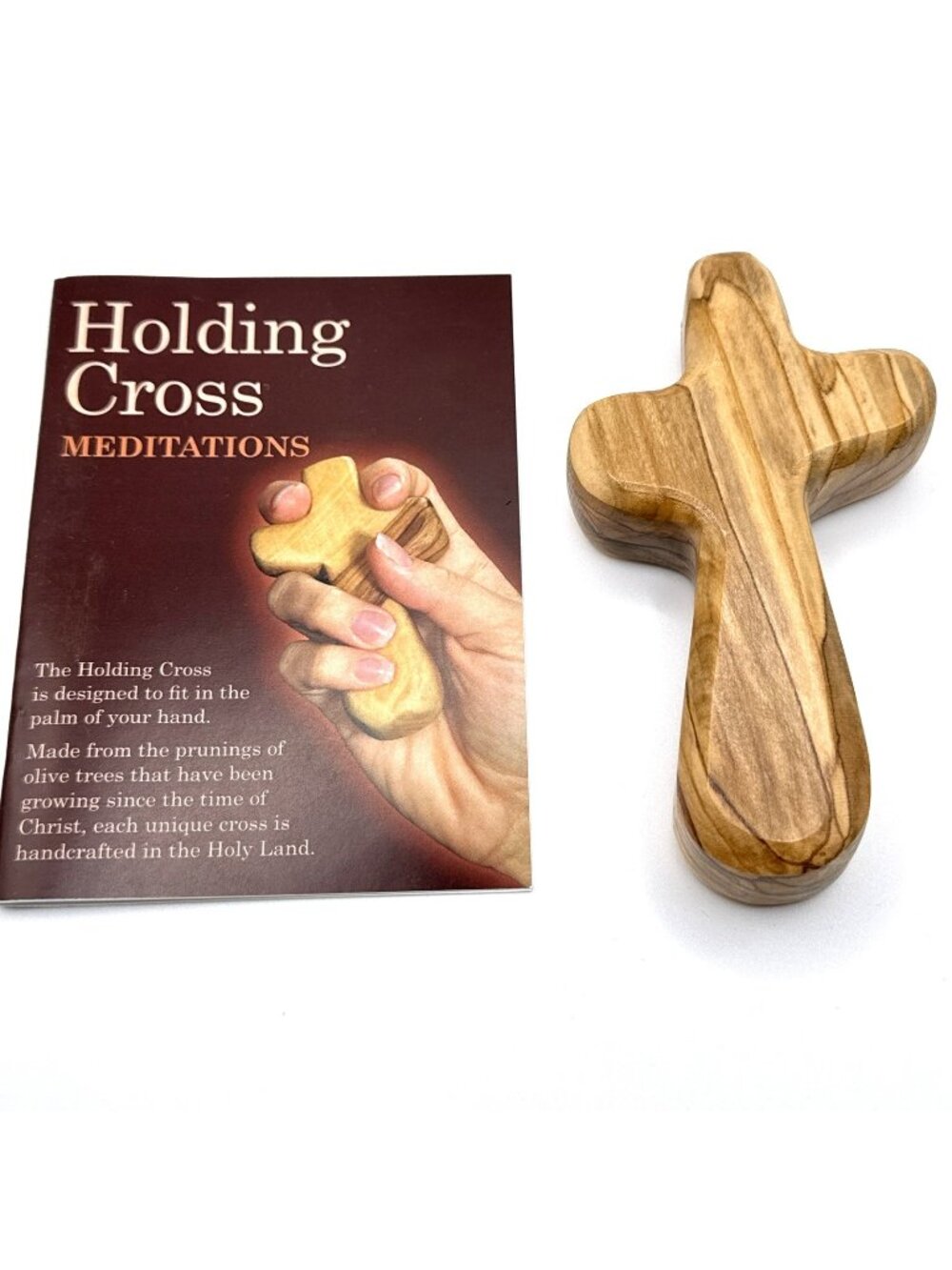 The Holding Cross Olive Wood 4.5 x 2.5 Hand Carved Praying Meditation Religious